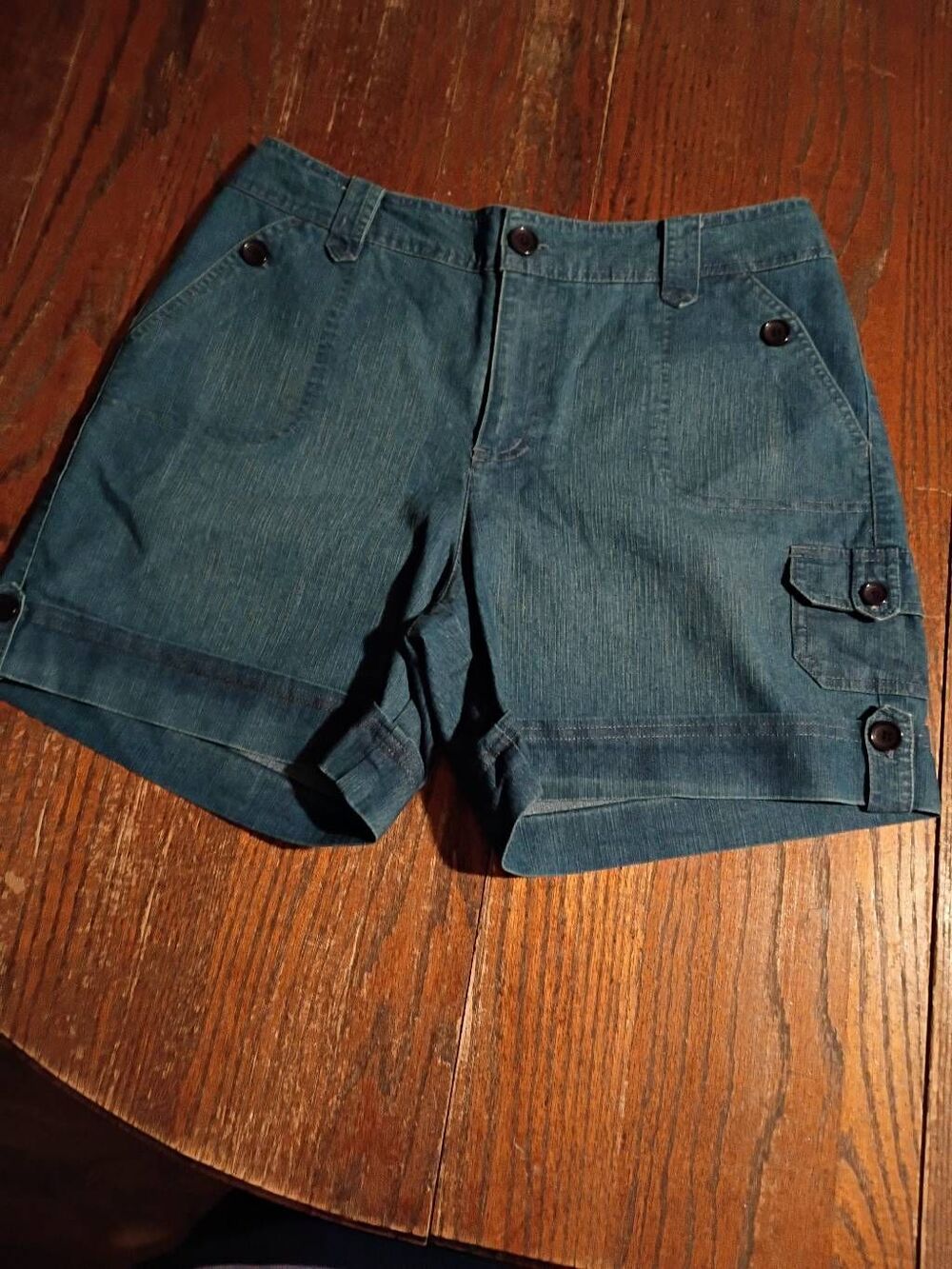 Size 10 Gloria Vanderbilt Denim Jean Shorts Cuffed Hem Pockets Belt Loops Casual